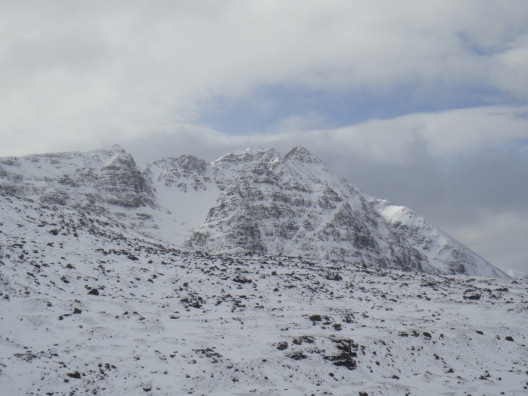 This wild side of Liathach and an awful place to fall and a huge carry off in poor weather.